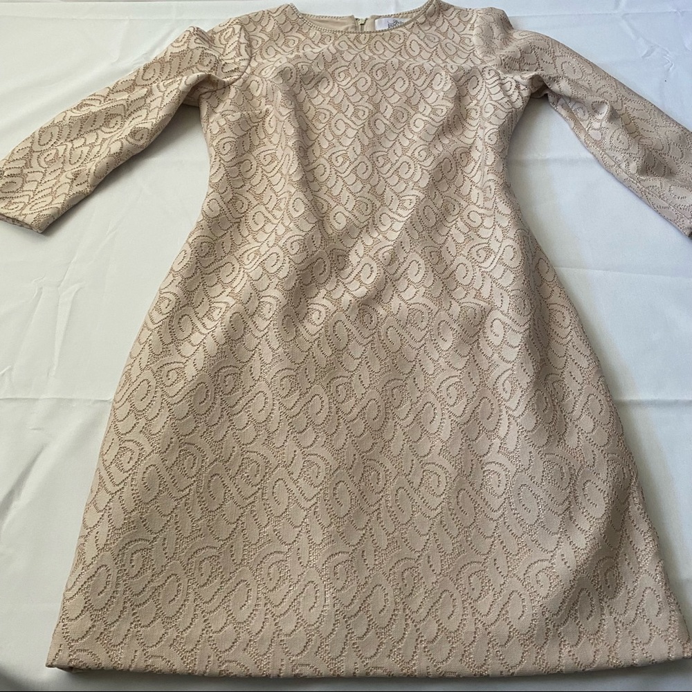 Belle Badgley Mischka gold lace overlay cocktail party dress women’s size 6 - Picture 7 of 13